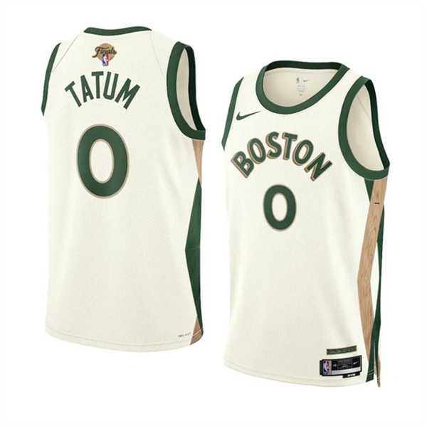 Men%27s Boston Celtics #0 Jayson Tatum Cream 2024 Finals City Edition Stitched Basketball Jersey Dzhi